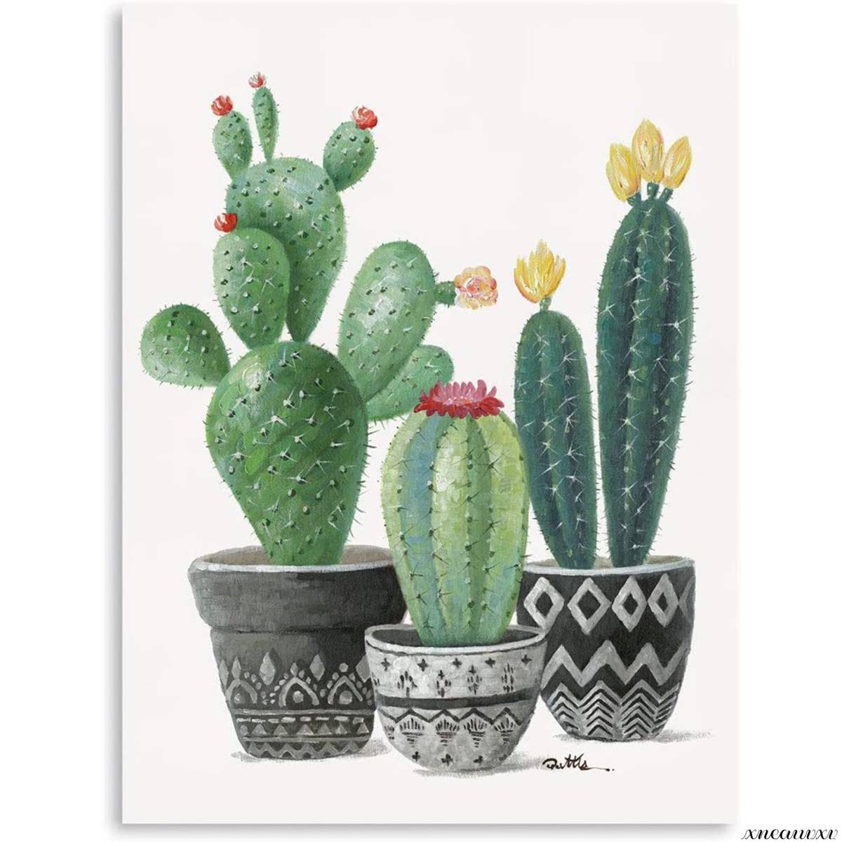 Panel de arte con estilo, cactus, planta, interior, colgar en la pared, decoración de la habitación, pintura decorativa, pintura de la lona, elegante, mural, arte, arte, cambio de imagen, Obra de arte, Cuadro, dibujo al pastel, Dibujo con crayón