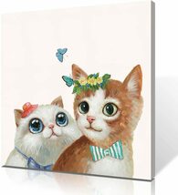 かわいい アートパネル ２匹の猫 インテリア 壁掛け 部屋飾り 装飾画 キャンバス 絵画 動物 ねこ おしゃれ ウォール アート 芸術 模様替え_画像2