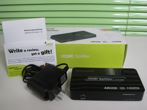 ☆★JUNK PARTS★☆ KanaaN 4K HDMI Splitter♪1in 2out HDCP解除できるかも？ 美品☆ 動作未確認-ジャンク/即決有☆彡 ACアダプタ付