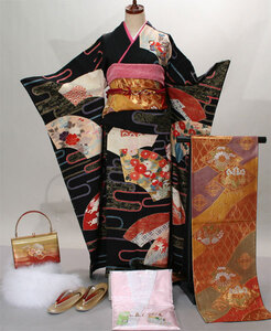 Kimono Kimono Full Set Pure Silk Classic Pattern содержит 20 очков, 7 дней Rental Co., Ltd. (Rental] R666