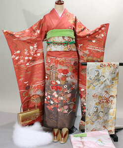  long-sleeved kimono kimono full set silk classic pattern small articles till all ..20 point complete set 7 days rental ( stock ) cheap rice field shop [ rental ]NO24