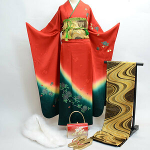  long-sleeved kimono kimono full set silk classic pattern small articles till 20 point complete set all ..7 days rental ( stock ) cheap rice field shop [ rental ]R175