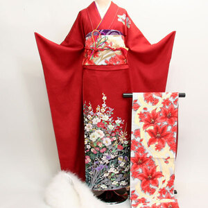  long-sleeved kimono kimono full set silk classic pattern small articles till 20 point complete set all ..7 days rental ( stock ) cheap rice field shop [ rental ]R113