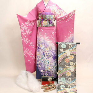  long-sleeved kimono kimono full set silk lame go in small articles till all ..20 point complete set 7 days rental ( stock ) cheap rice field shop [ rental ]NO92