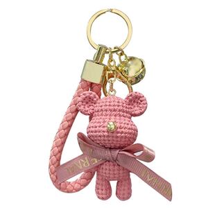 新品!キーホルダー クマさん リボン ピンク キーリング バッグチャーム チャーム ベア 鈴