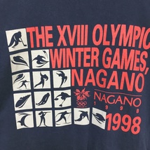 【人気】1998 長野オリンピック プリント 半袖Tシャツ 綿100％ ネイビー サイズ不明/S4333_画像4