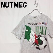 【人気】NUTMEG サッカー ワールドカップ USA94 イタリア 半袖Tシャツ グレー サイズM/S4733_画像1