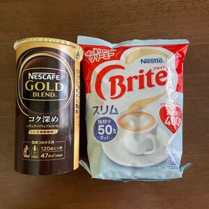 ネスカフェゴールドブレンドとブライトスリムが一個ずつです。賞味期限は写真でご確認下さい。