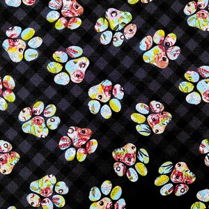 輸入生地 Floral Paw USAコットン 肉球