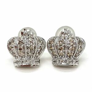 《K18WG 天然ダイヤモンドピアス》2.7g diamond クラウン clown pierce earringジュエリー jewelry EA9