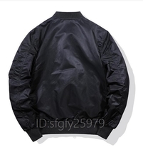 J81☆新品 フライトジャケット ミリタリージャケット ライダースジャケット メンズ ブルゾン ジャンパー 黒　M~4XL_画像2