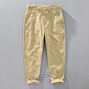 J903* new goods chinos men's / spring summer trousers 9 minute height casual Work bottoms tapered b. vintage khaki W29~W36
