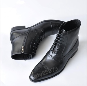 J201☆新品ショートブーツ メンズブーツ　エンジニアブーツウエスタンブーツ ワークブーツ 作業靴 マーティン靴 24.5-28.5 黒