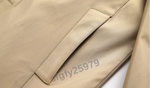 J049☆新品スプリングコート メンズ コート ビジネスジャケット ステンカラーコート 紳士 無地 アウター 細身 ブラック M~4XL_画像9