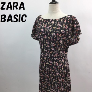 【人気】ZARA BASIC/ザラベーシック 半袖 ワンピース 膝丈 総柄 花柄 マルチカラー サイズM/S2698