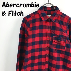 【人気】Abercrombie & Fitch/アバクロンビー＆フィッチ長袖シャツ チェック柄 コットン100％ レッド サイズS レディース/S4477