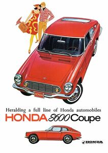 ポスター★1965 ホンダ S600 クーペ★オーストラリア ビンテージ広告ポスター