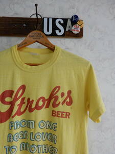 状態良好！７０ｓStroh`sストロー社ビールビンテージＴシャツＵＳＡ製アメリカ米国７０年代ＢｅｅｒヴィンテージＶＩＮＴＡＧＥ