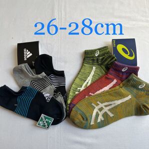 新品 adidas アシックス ソックス メンズ 26-28cm
