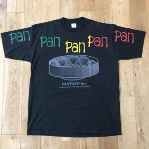 送料¥198 90's ビンテージ USA製PANYARDスチールドラムTシャツXLビッグロゴカリプソハワイアン