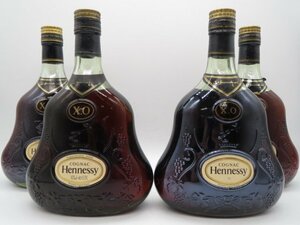未開栓 洋酒 ヘネシー XO 金キャップ グリーンボトル Hennessy 700-750ml 40% 4本セット コニャック ブランデー 送料無料