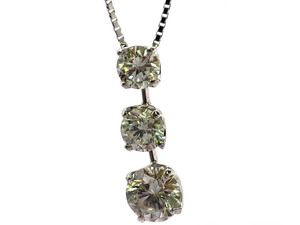 ピンクダイヤモンド トリロジーネックレス Pt900/850 3.6g　Jewelry Dia1.00ct(FAINT PINK-SI2)Necklace
