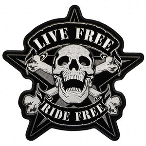 【刺繍パッチ】Live Free Skull Biker　バイカーワッペン　小　PATCH ワッペン　TP-25
