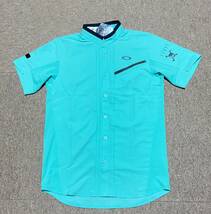 新品◇OAKLEY オークリー ゴルフ◇L(JPN)◇SKULL TUCK BAND SHIRTS スカル 半袖シャツ◇AQUA GREEN_画像1