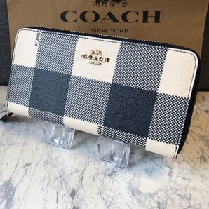 新品 大人気 残り1つ COACH 財布 ブルー ホワイト コーチ 長財布