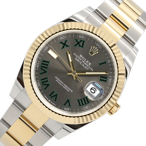 ロレックス ROLEX デイトジャスト41 126333 スレート(グレー) グリーンローマ ランダムシリアル 腕時計 メンズ 中古