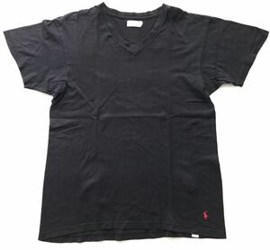 ポロ ラルフローレン Vネック ブラック Tシャツ 裾ワンポイント　　シンプル Polo by Ralph Lauren 柳5697