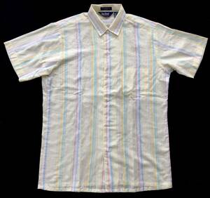 80s ボックスシャツ ストライプシャツ USAブランド マルチカラー　　Par Four SPORTS WEAR 柄合せポケット 80年代 ヴィンテージ 柳5646