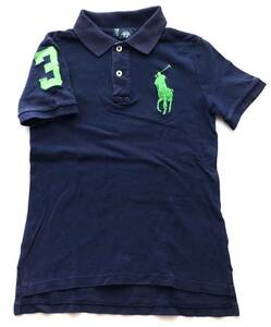 ラルフローレン キッズ ビッグポニー 鹿の子 ポロシャツ 120サイズ程度　　USA企画品 袖ナンバリング Polo by Ralph Lauren 柳5666