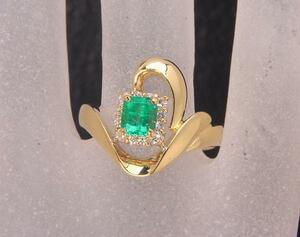 { pawnshop exhibition }K18* natural emerald 0.51ctte The Yinling g*k-4019