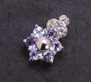 { pawnshop exhibition }Pt850* natural tanzanite + diamond pendant top *C-2781