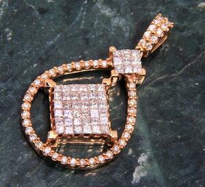 { pawnshop exhibition }k18* Princess cut natural diamond 1.00ct pendant top *C-2860