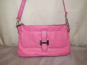  handbag / shoulder bag pink No-brand lady's width 29× height 17× inset 3~.438g secondhand goods postage 520 jpy 