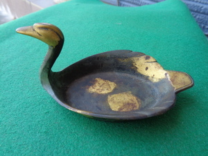 秦蔵六　瑞鳥　１個　約200g　蔵六刻印　検索　置物　塗金　銅床置　中古品