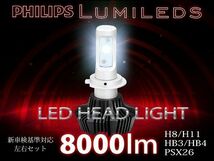 【全国送料無料】Philips LED 2個セットH8/H11/HB3/HB4/PSX26車検対応6500k8000LM_画像1