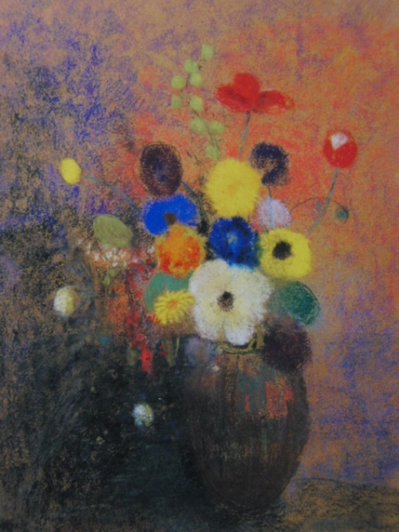 Odilon Redon, Blumen in einer Vase, Seltenes Kunstbuch, Neuer Rahmen inklusive, Salz, Malerei, Ölgemälde, Natur, Landschaftsmalerei