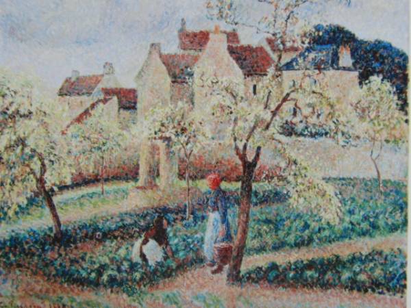 Camille Pissarro, Blooming plum tree, Rare art book, New frame included, salt, Painting, Oil painting, Nature, Landscape painting