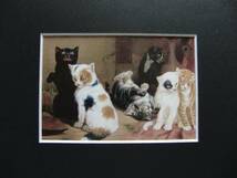 送料無料、希少画集画、高級新品額・額装付、猫 ネコ ねこ cat、絵画 油彩画 動物画、93_画像3