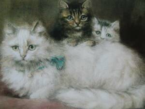送料無料、希少画集画、高級新品額・額装付、猫 ネコ ねこ cat、絵画 油彩画 動物画、97