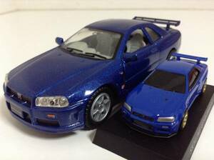 2台 日産 スカイライン R34 GT-R Vスペック 1999年式~ 1/36 約12.6cm KiNSMART 1/72 歴代名車コレクション プルバックカー ミニカー