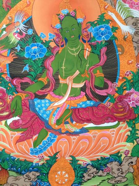 曼吉藏传密宗纯金手绘度母菩萨微型画女性本尊佛教画佛教, 绘画, 日本画, 人, 菩萨