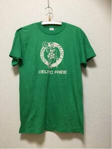 USA古着 80's Ched チェド BOSTON CELTICS ビンテージ Tシャツ JORDAN NBA TEE バスケ L USA製 緑