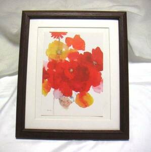 Art hand Auction ◆Chihiro Iwasaki Mädchen in Blumen Offset-Reproduktion, Holzrahmen, Kaufen Sie es jetzt◆, Malerei, Aquarell, Porträt