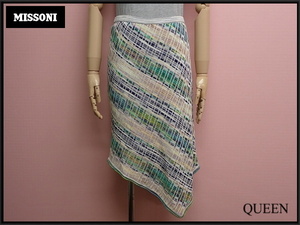 MISSONI knitted skirt *44^ Missoni / Italy made /asimeto Lee / large size /@A1/22*6*2-16