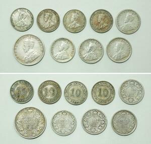 英国インド領　HALF 1/4 RUPEE　INDIA 硬貨 9枚レターパックライト可 0112P4h