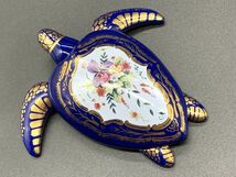 【陶磁器】花模様　金彩絵付け　『ウミガメのオブジェ』　アンティーク品　　定形外可 　　M0527D_画像5